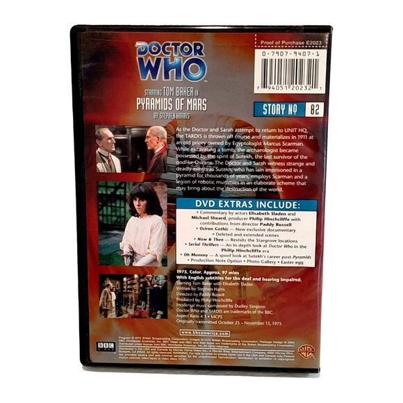 Doctor Who Pyramids Of Mars Vintage 2004 DVD Tom Baker BBC Video Story No. 82 - Picture 2 of 12